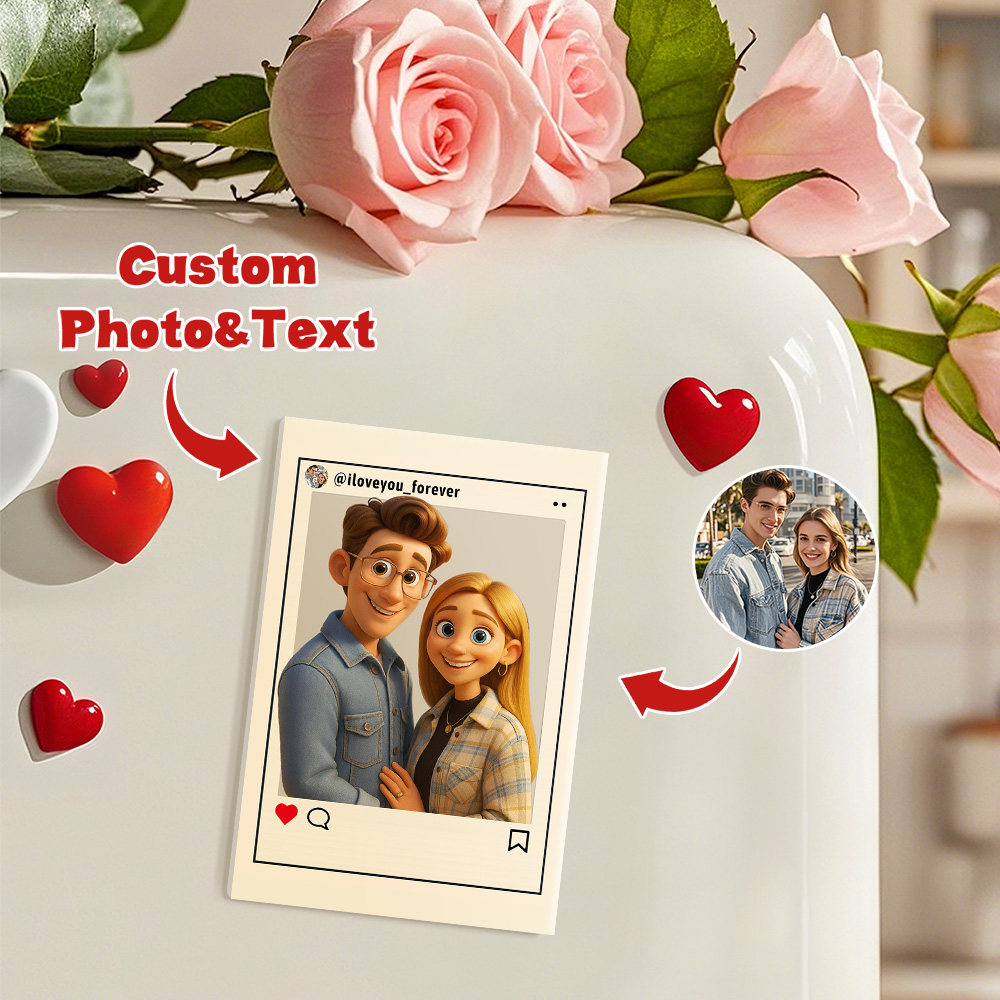 Custom Cartoon Style Art Gift Personalized Acrylic Fridge Magnets Couple's Gifts Wedding Gifts - 