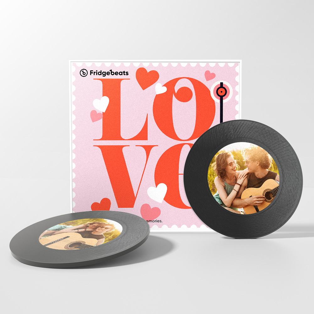 Custom Music And Photo Fridge Magnet for Couple Supports NFC Functionality LOVE