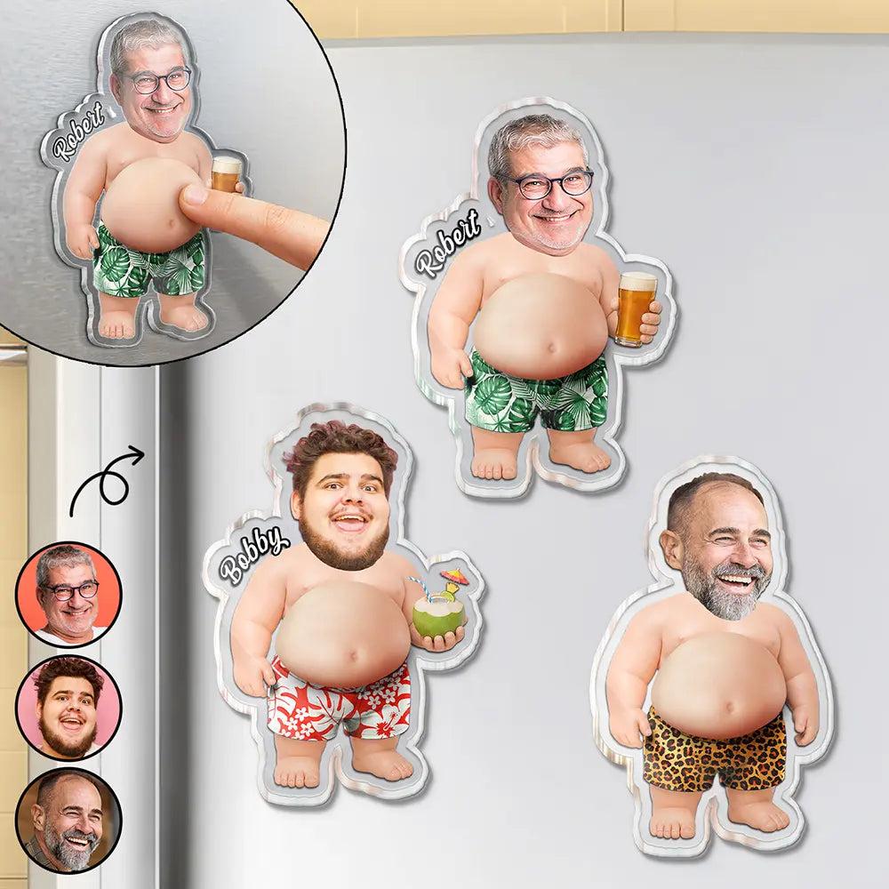 Custom Photo Belly Out For Summer - Personalized Squishy Acrylic Fridge Magnet - 