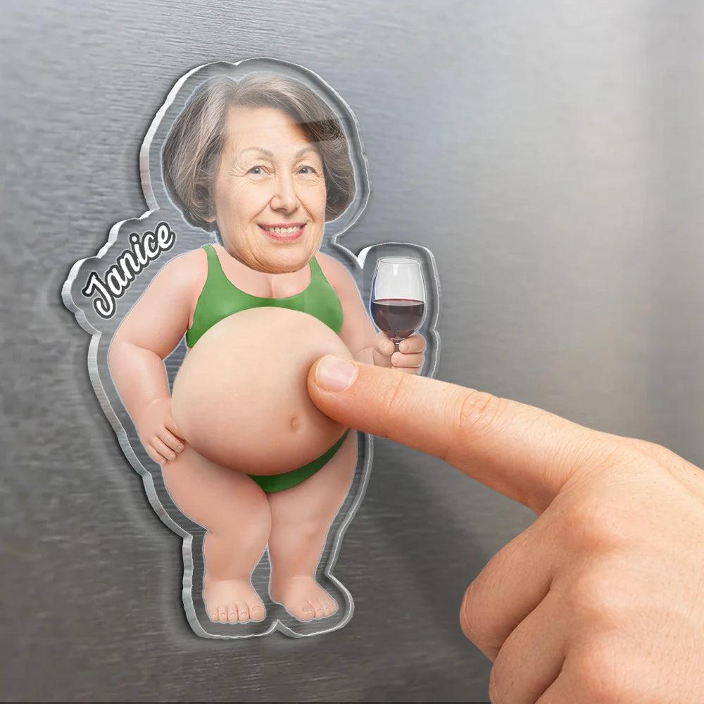 Custom Photo Belly Out For Summer - Personalized Squishy Acrylic Fridge Magnet - 
