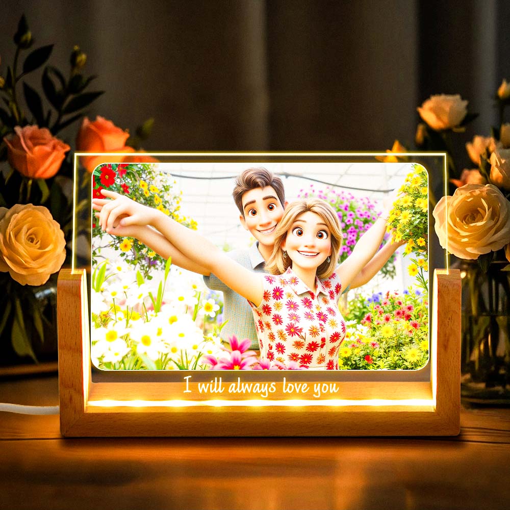 Custom Cartoon Portrait Night Light Personalized Photo Frame LED Lamp for Unique Home Decor - 