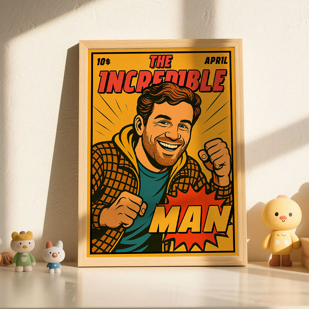 Custom Retro Comic Book Cover Portrait from Your Photo – Cool Vintage Comic Masterpiece Gift for Friends and Family - 
