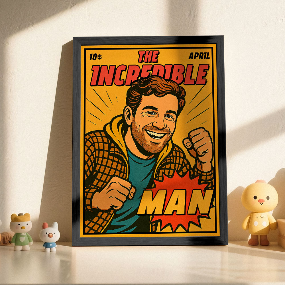 Custom Retro Comic Book Cover Portrait from Your Photo – Cool Vintage Comic Masterpiece Gift for Friends and Family - 