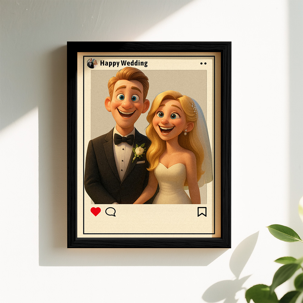 Personalized Cartoon Portrait Instagram Style Photo Gift Best Wedding Anniversary Birthday Gift - 