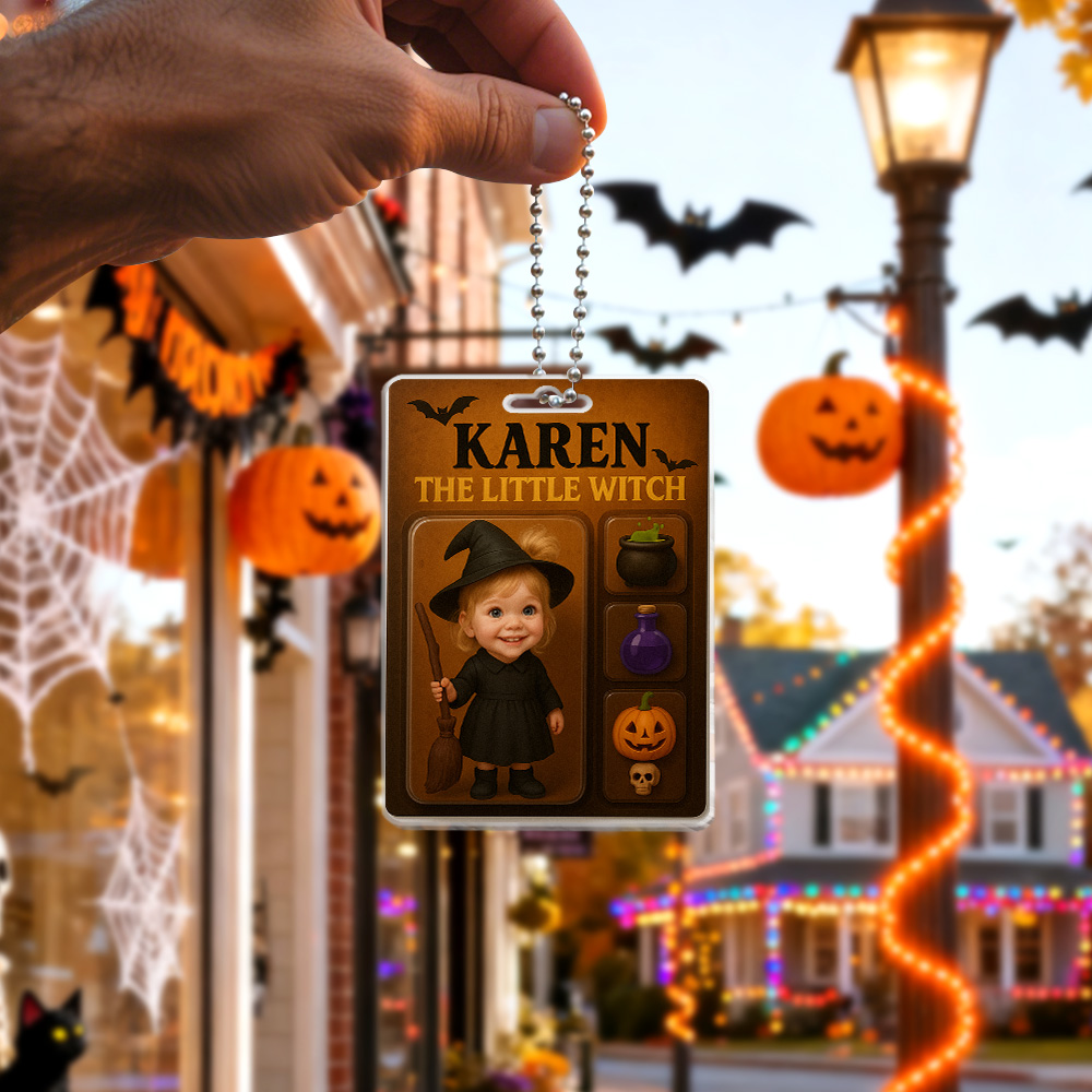 Custom 3D Effect Action Figure Pack Packaging Personalized Acrylic Witch Car Hanger Gift for Halloween - 