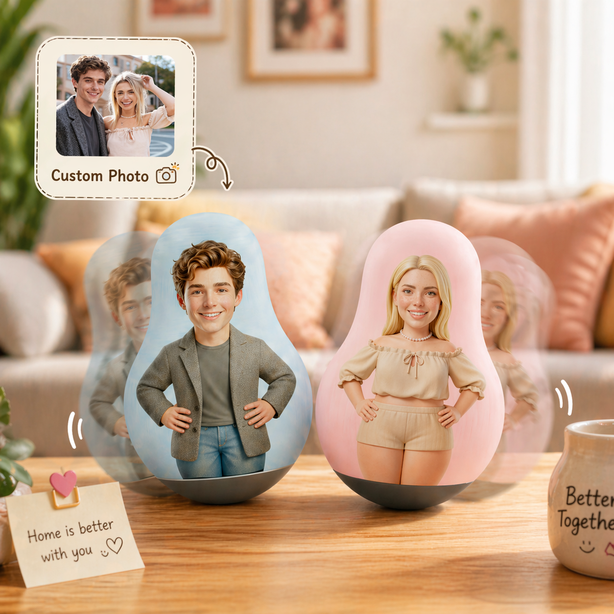 Custom Photo Wobble Doll Personalized Roly-Poly Doll Ornament Handmade Unique Gift for Your Lover - 