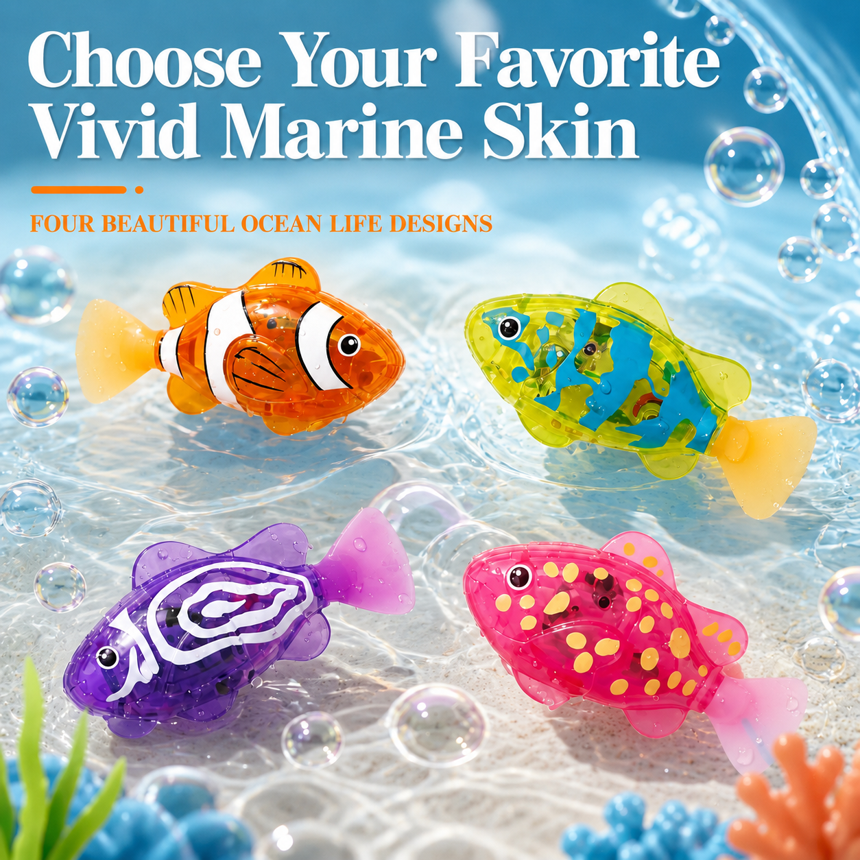 Electronic Pet Fish Bath Toy Induction Activated LED Light Up Swimming Fish Waterproof Interactive Robot Clown Fish Toy - 
