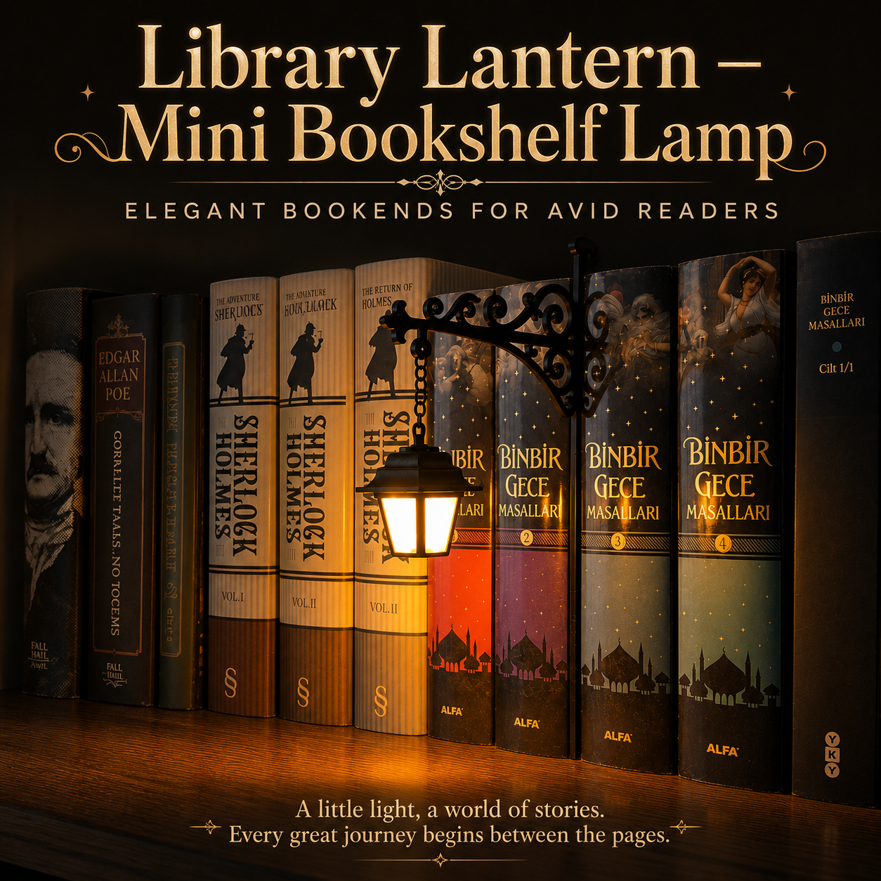 Mini Bookshelf Lamp Library Lantern Fantastic Shelf Decor, Warm and White LED Bookshelf Lamp - 