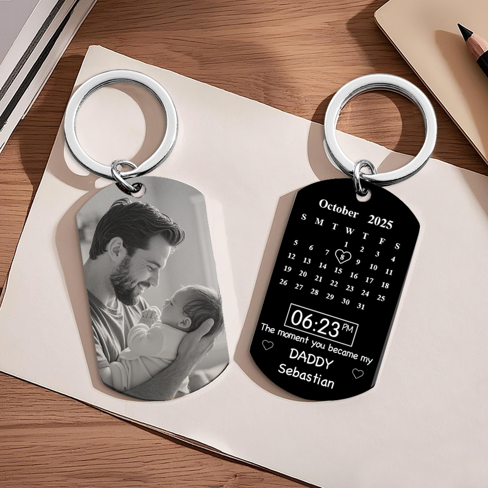 Father's Day Gifts Custom Photo Calendar Black The Moment You Became My Daddy - 