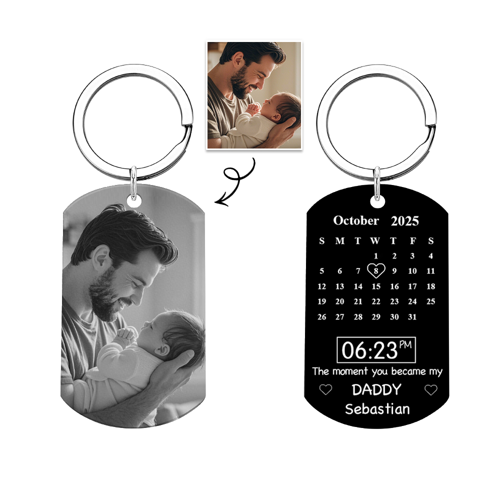 Father's Day Gifts Custom Photo Calendar Black The Moment You Became My Daddy - 