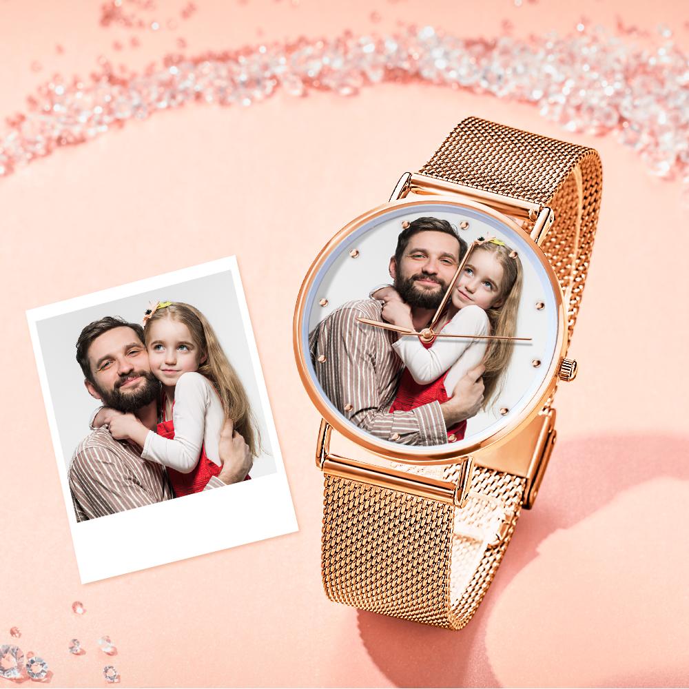 Custom Photo Watch Engraved Alloy Bracelet The Wanted Gift For Dad - 