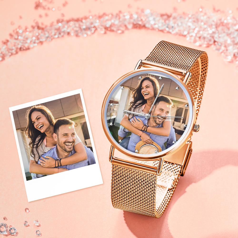 Custom Women's Photo Watch Engraved Alloy Bracelet Watch For Her - 