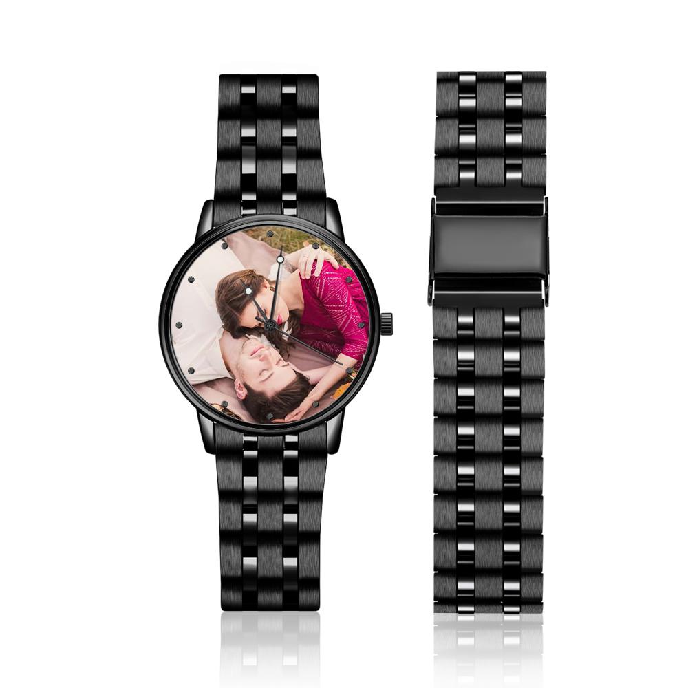 Custom Photo Watch Engraved Alloy Bracelet Gifts - 