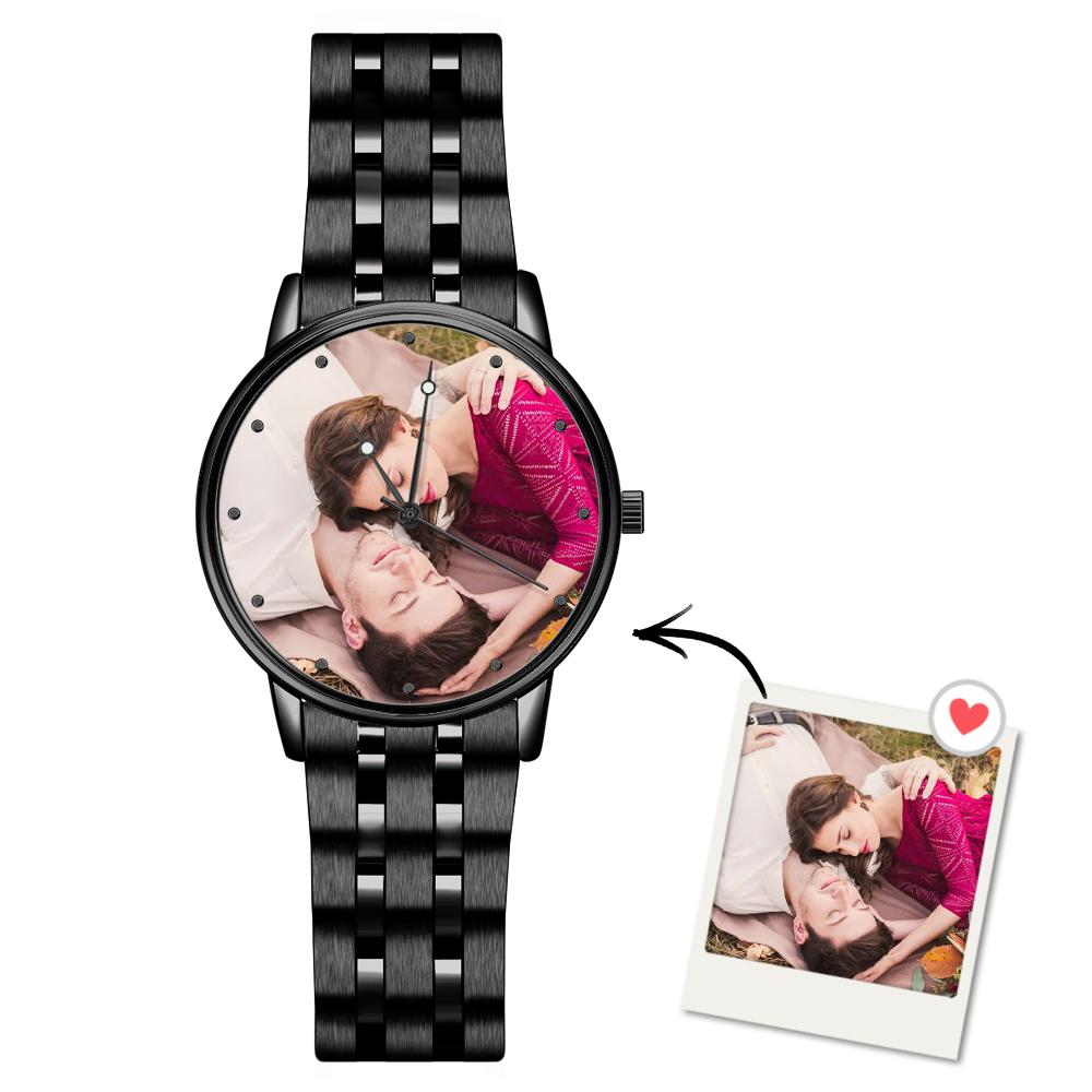 Custom Photo Watch Engraved Alloy Bracelet Gifts - 