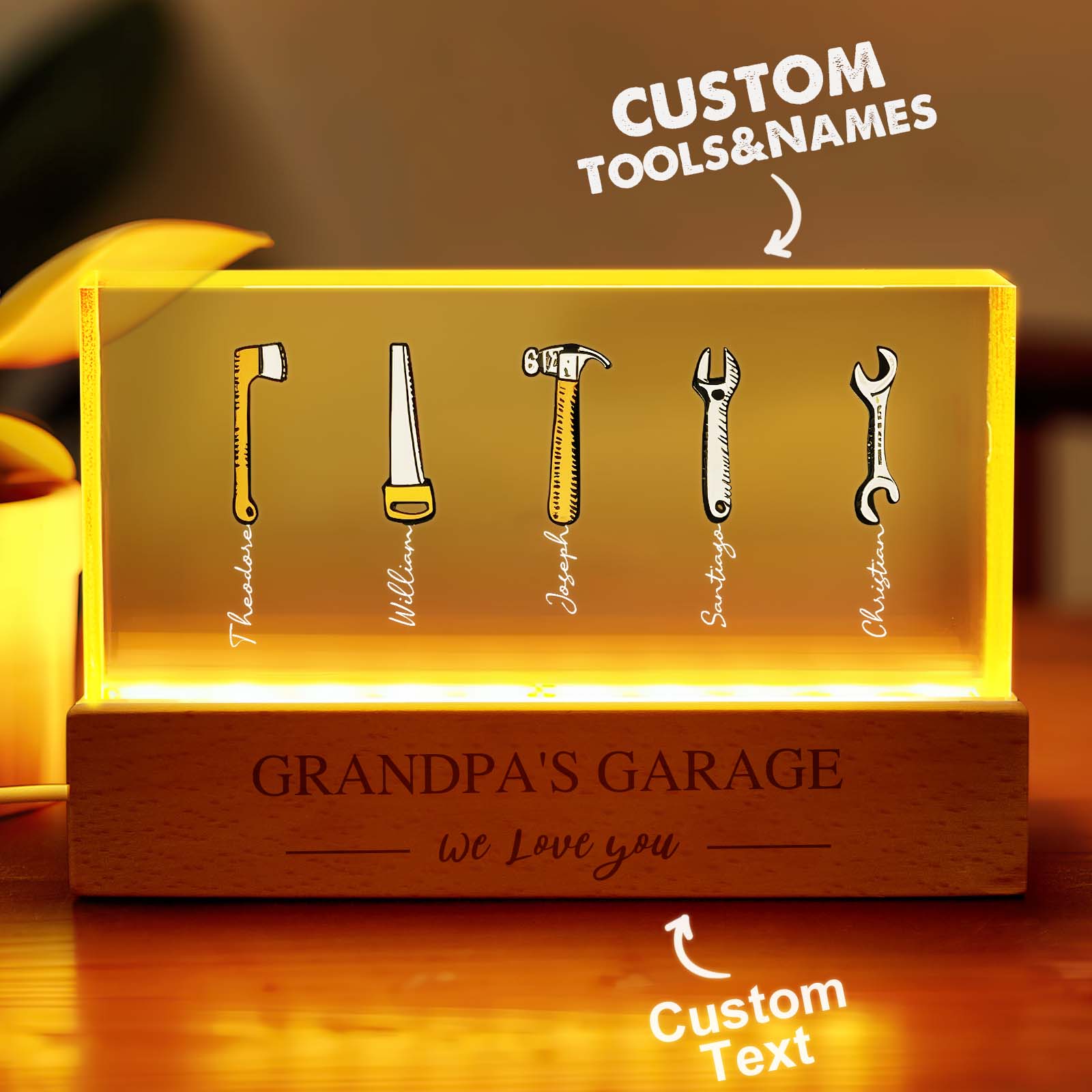 Personalized Grandpas Garage with Kids Name LED Night Light, Chirtsmas Gifts for Grandpa, Grandpa Gift, Custom Gift For Grandpa,Gift for Dad