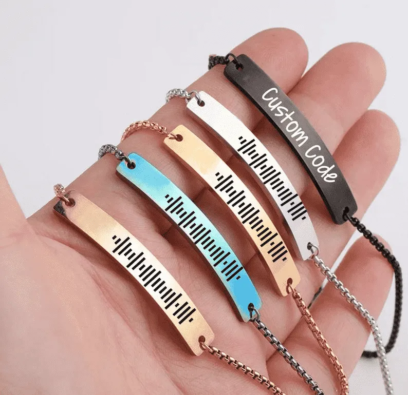 Spotify Code Music Bracelet Stainless Steel Custom Bracelet Silver
