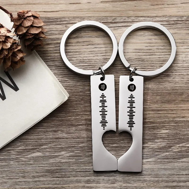 2 Personalized Spotify Code Keychain | Heart Cut Out | Friend Keychain | Couple Keychain