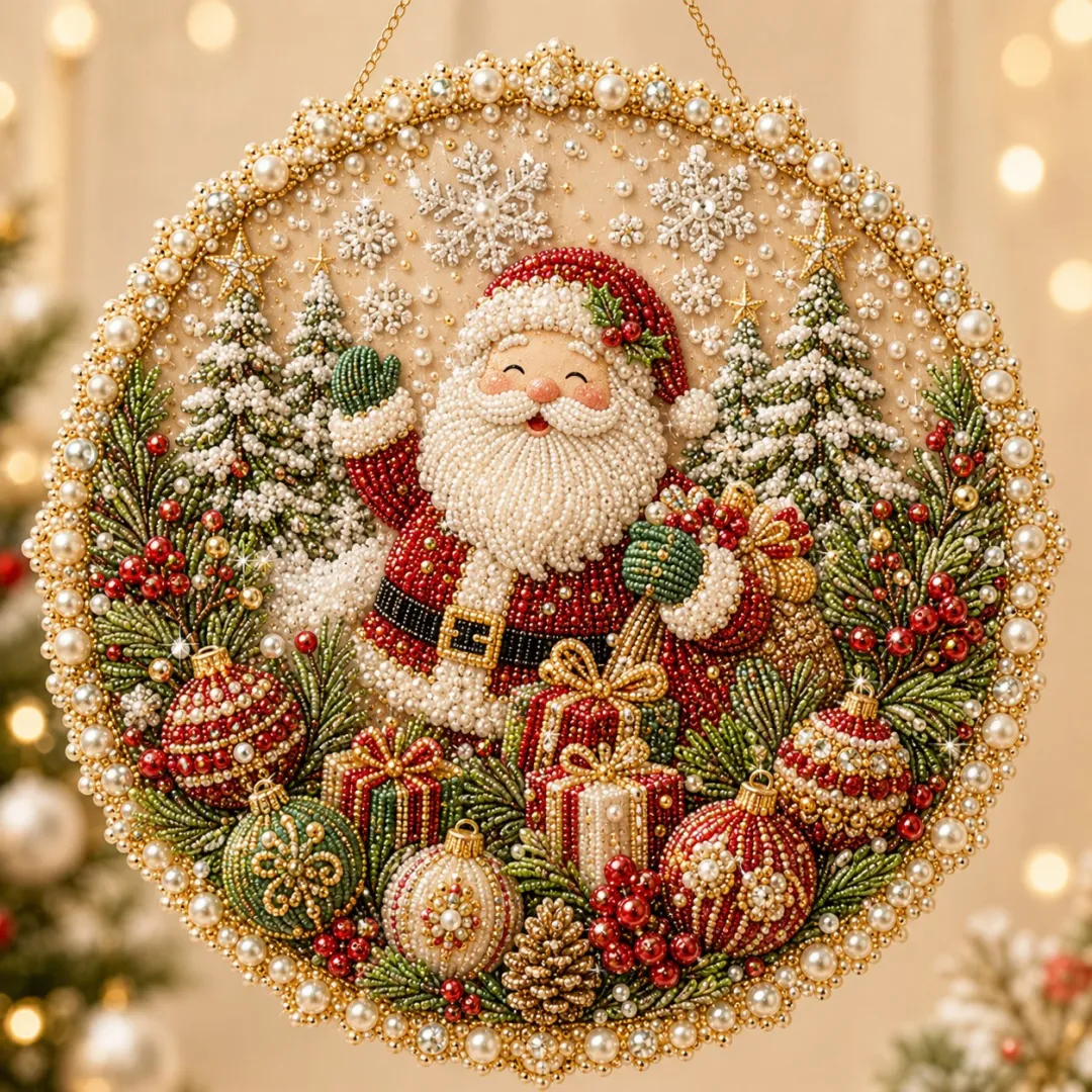Seasons & Holiday Pearl Art Hanging Wreath Kit – Create Sparkling Holiday Memories With Your Family - 