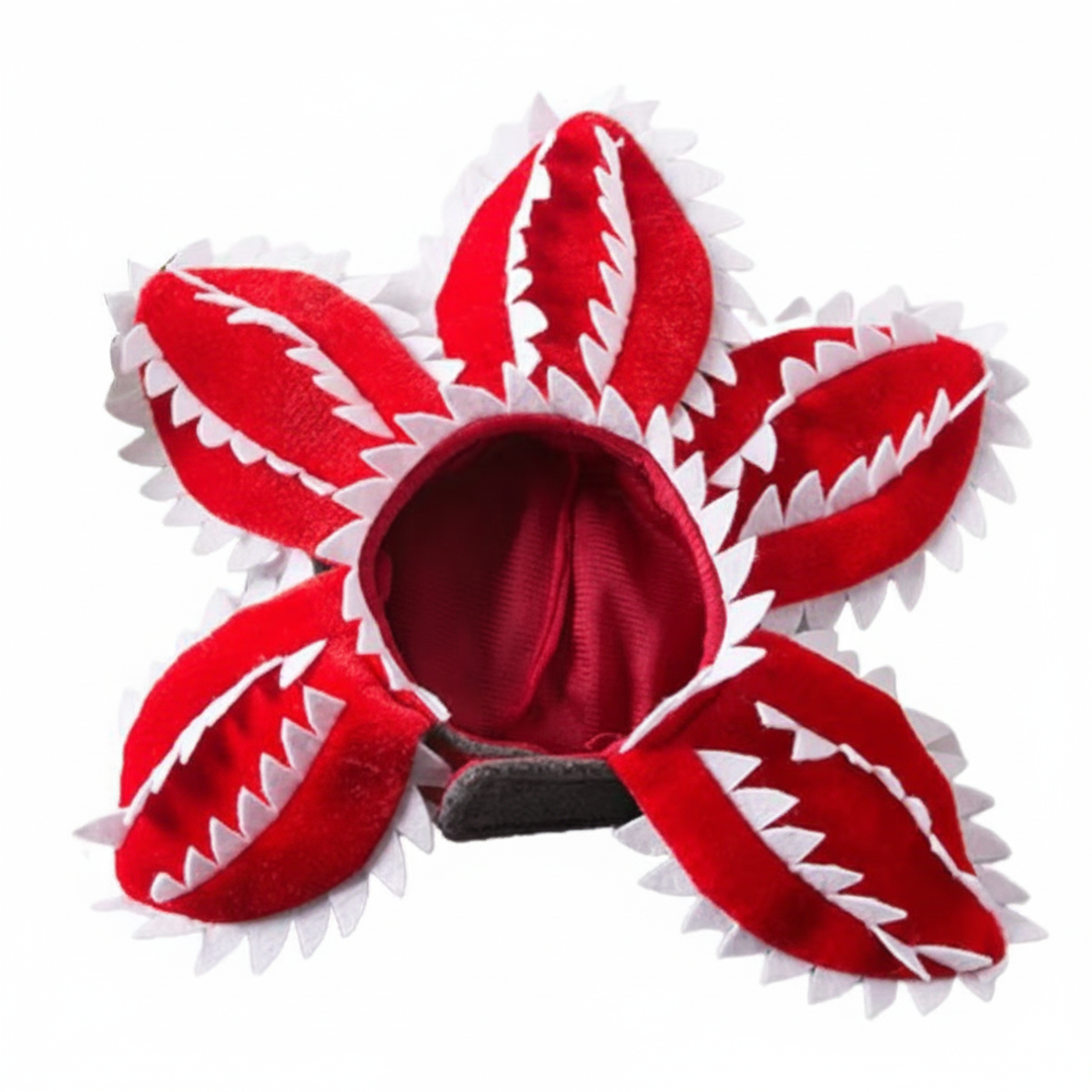 Red Cannibal Flower Dog Hat Costumes Scary Flower Headwear Dogs Cosplay