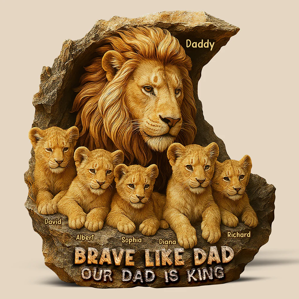 Lion Dad Plaque - Personalized Gifts For Father - Upto 5 Kids - 