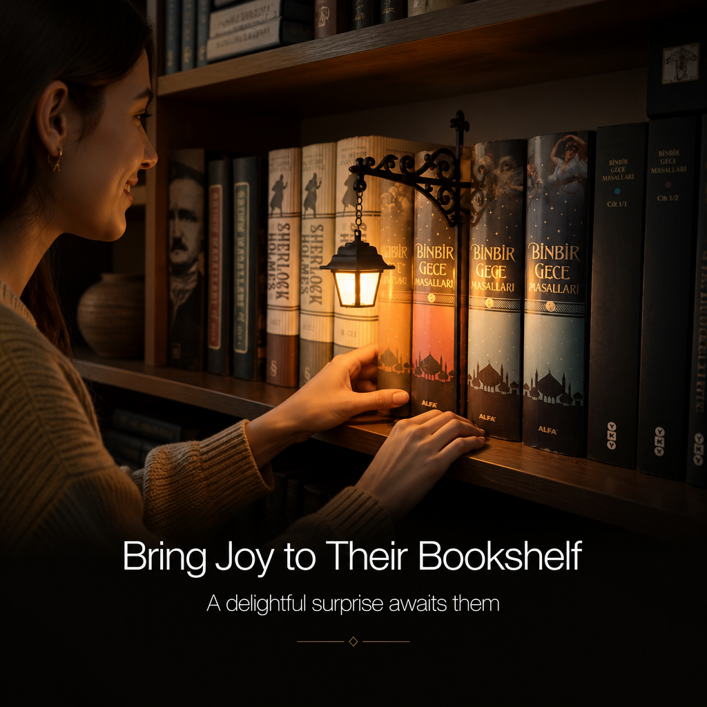 Mini Bookshelf Lamp Library Lantern Fantastic Shelf Decor, Warm and White LED Bookshelf Lamp
