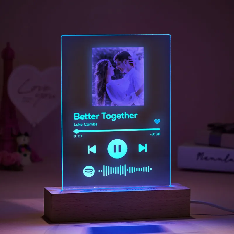 Spotify Glass Custom Photo Scannable Music Plaque
