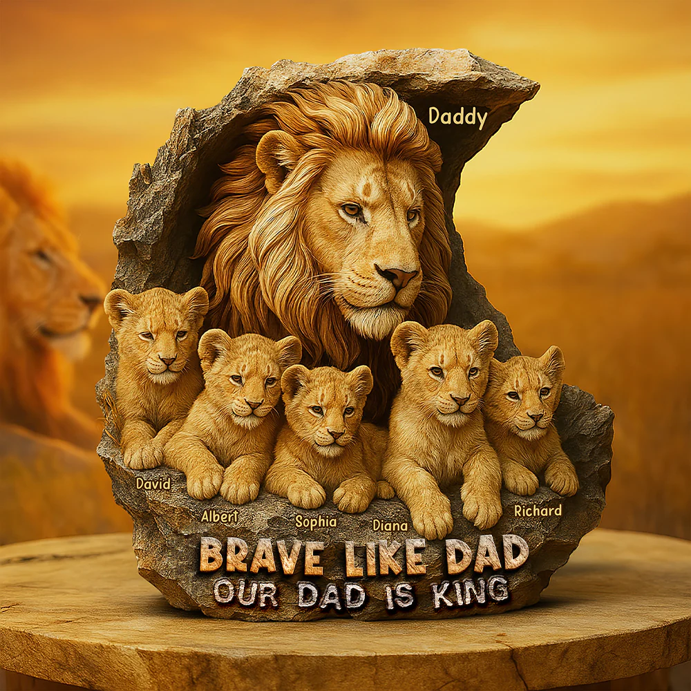 Lion Dad Plaque - Personalized Gifts For Father - Upto 5 Kids - 