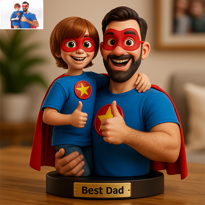 Personalized Best Dad Pixar-Style Photo Figurine - 