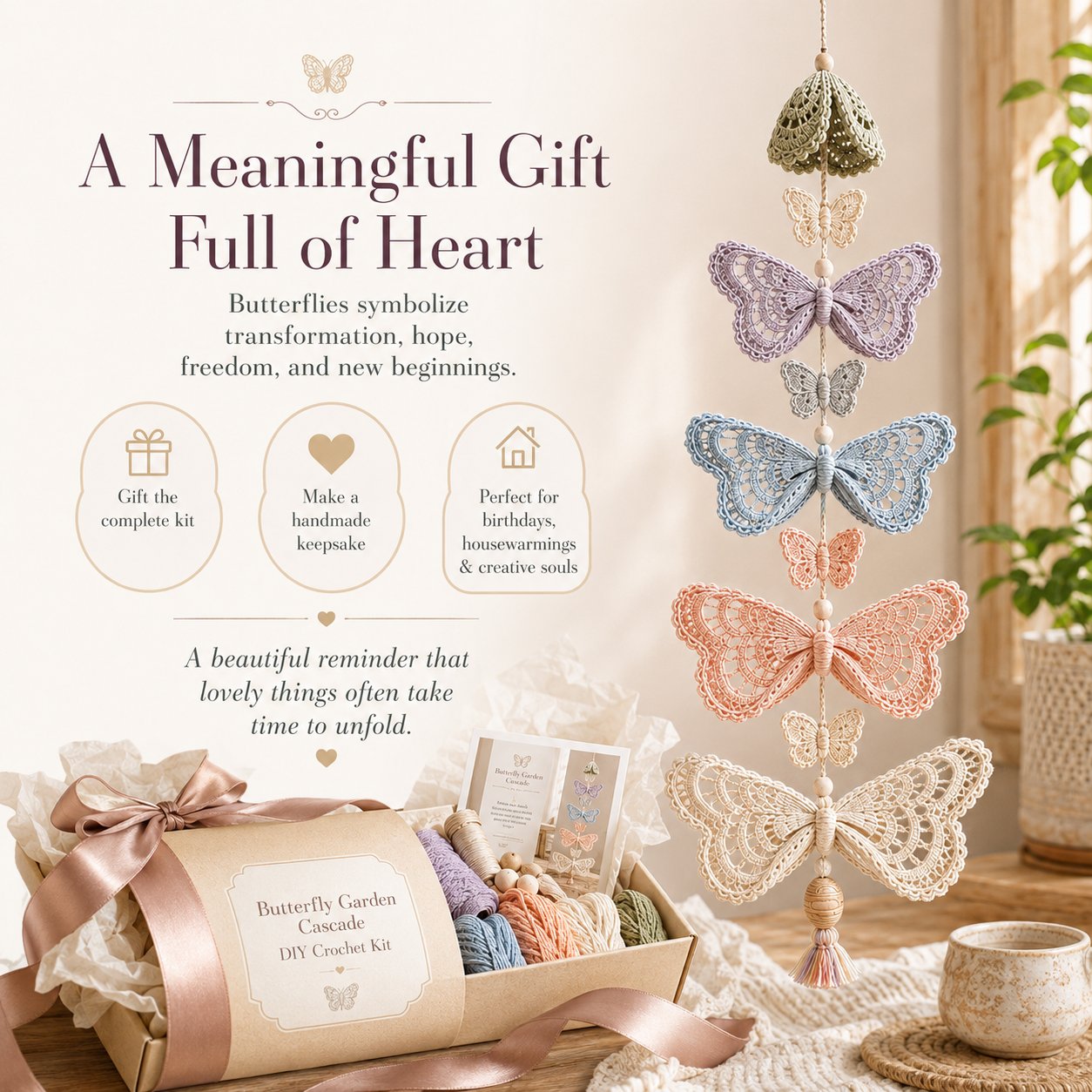 Butterfly Garden Cascade DIY Crochet Kit - 