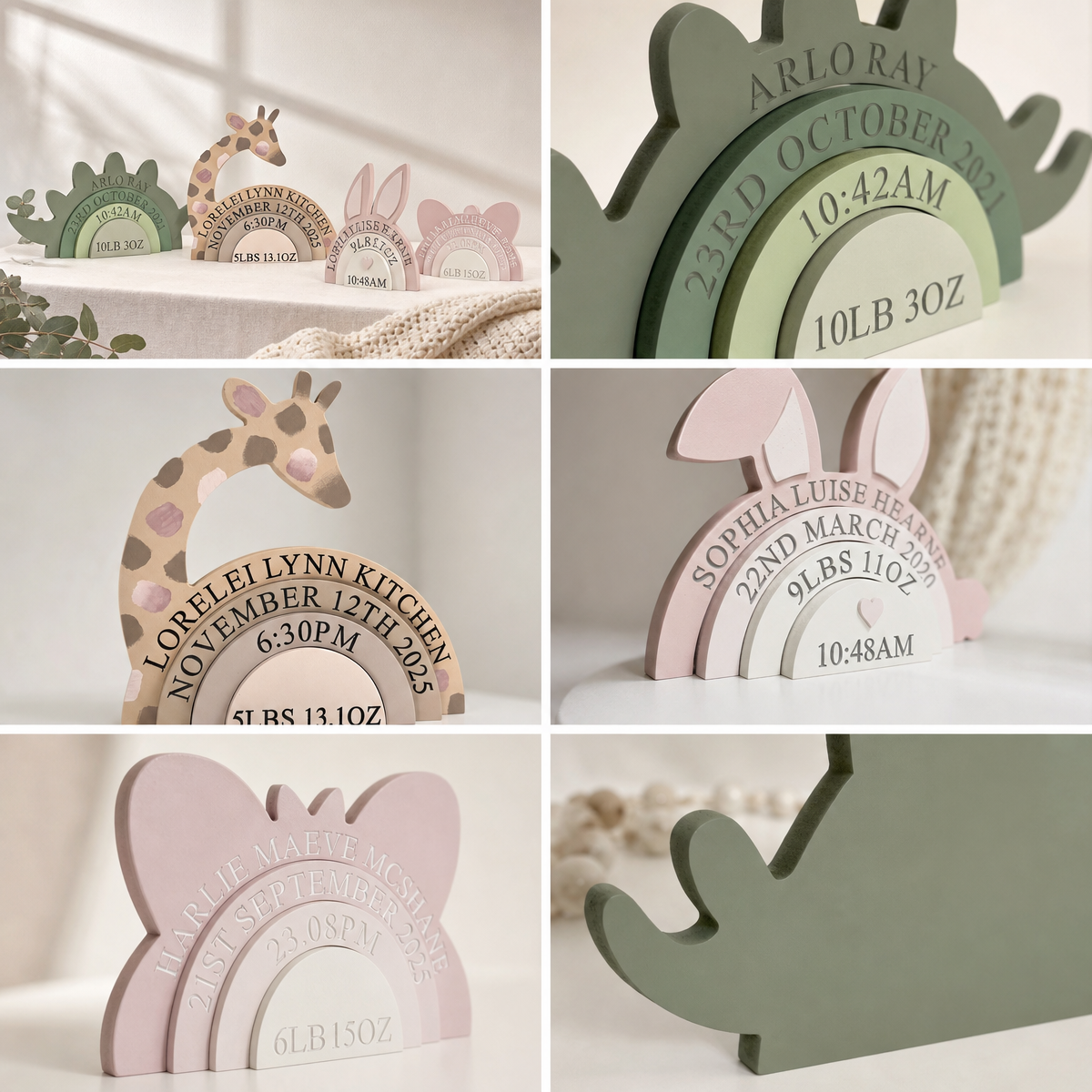 Custom Baby Birth Stacking Toy – Personalized Newborn Name, Birth Date & Birth Details Keepsake - 
