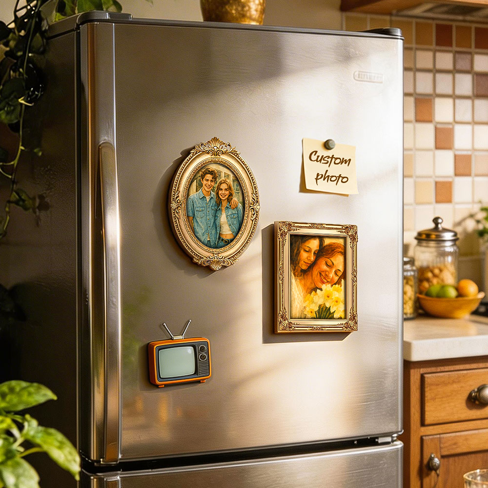 Retro Digital Oil Painting Refrigerator Magnet Decoration – Artistic Vintage Style Fridge Magnet, Creative Home Kitchen Decor Gift