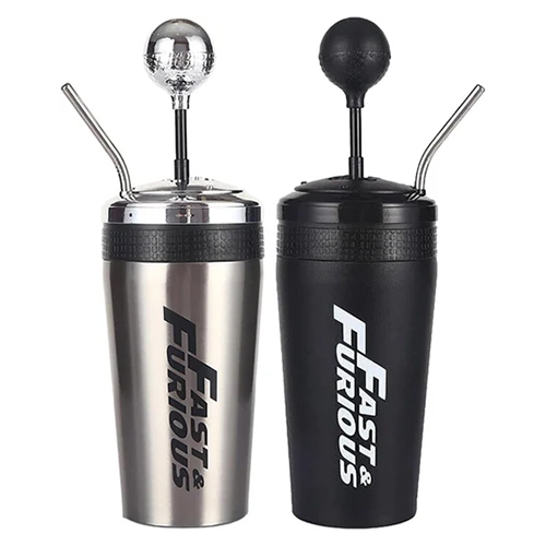 500ml Gear Shift Stainless Steel Cup With Stainless Steel Straw