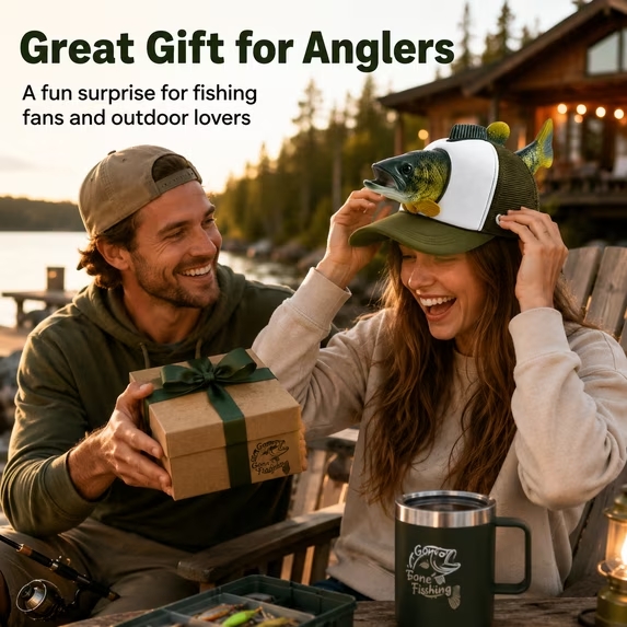 Fishing Lover 3D Fish Hat, Novelty Outdoor Adjustable Cap, Unique Trout 3D Design for Anglers, Camping, Hiking, and Fun Gift