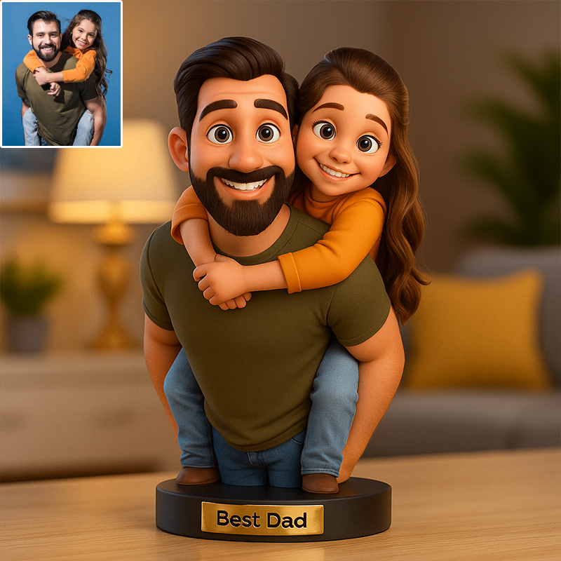 Personalized Best Dad Pixar-Style Photo Figurine