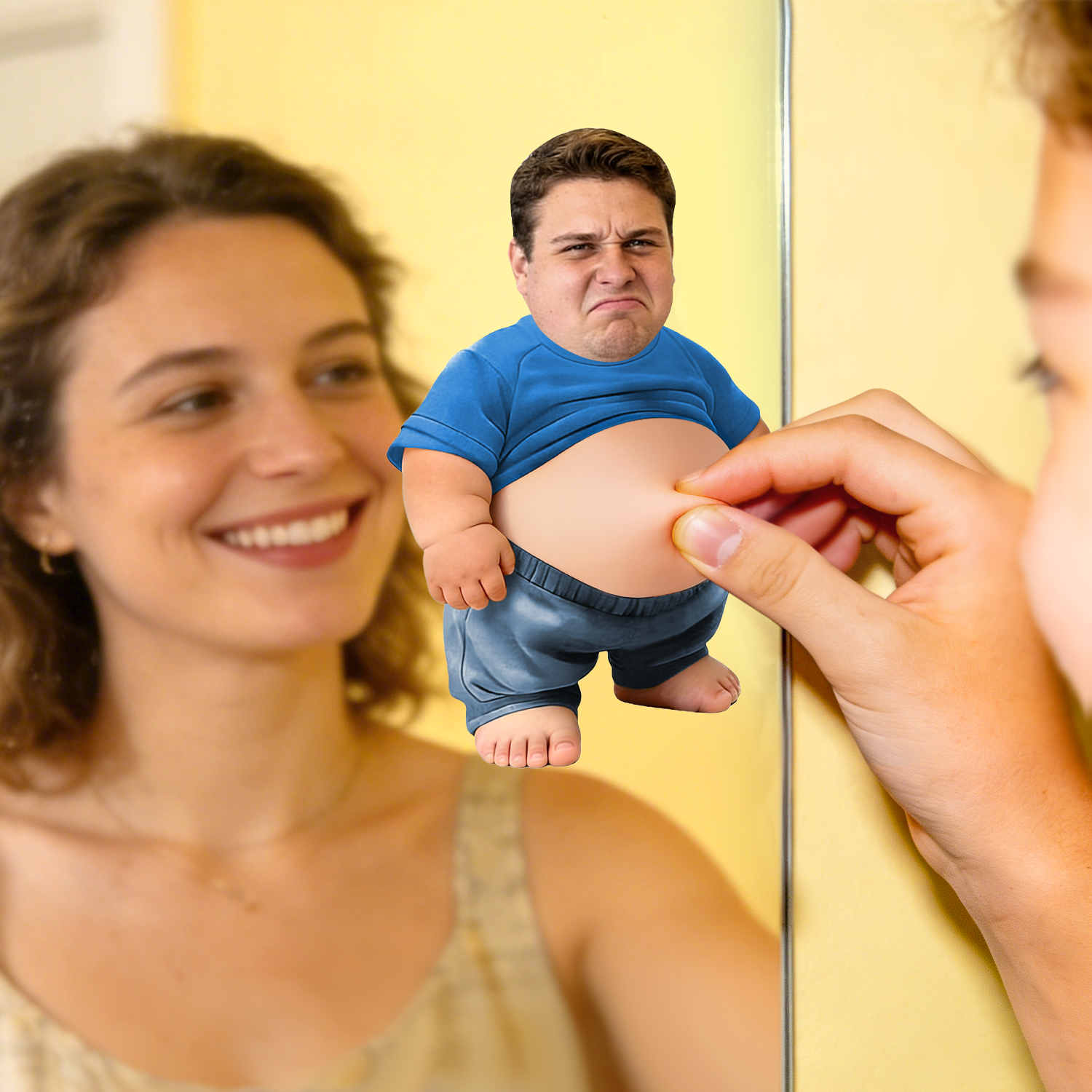 Custom Face Squishy Belly Anti-collision Sticker – Personalized Photo Sticker with Soft Squeeze Belly, Cute Funny Gift for Couples & Friends