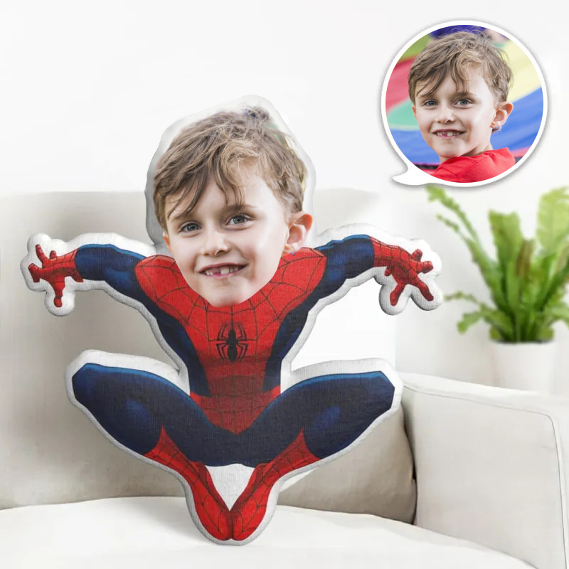 Custom Face Pillow Personalised Photo Pillow Squatting Spiderman MiniMe Pillow Gifts for Him Best Gifts