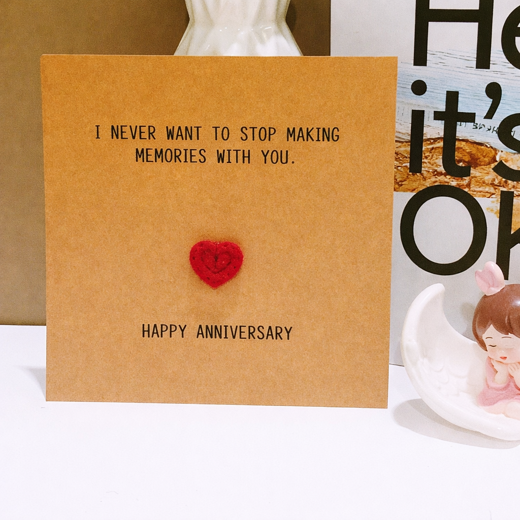 Happy Anniversary Handmade Crochet Greeting Card Valentine’s Day 3D Knitted Card, Romantic Gift for Her - MiniMePillowAU