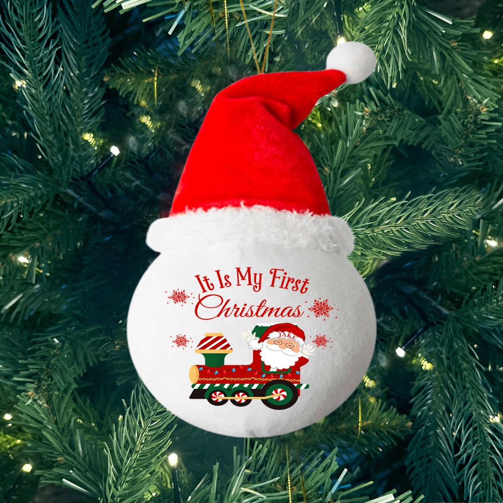 First Christmas Train - Personalised Fabric Christmas Decoration - MiniMePillowAU