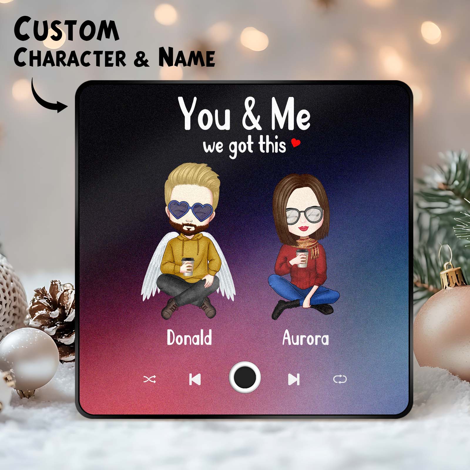 Custom Cartoon Character and Name Fridge Magnet Custom Album Music Fridge Magnet Photo Personalized Phone Music Fridge Magnet Pro You & Me We Got This -