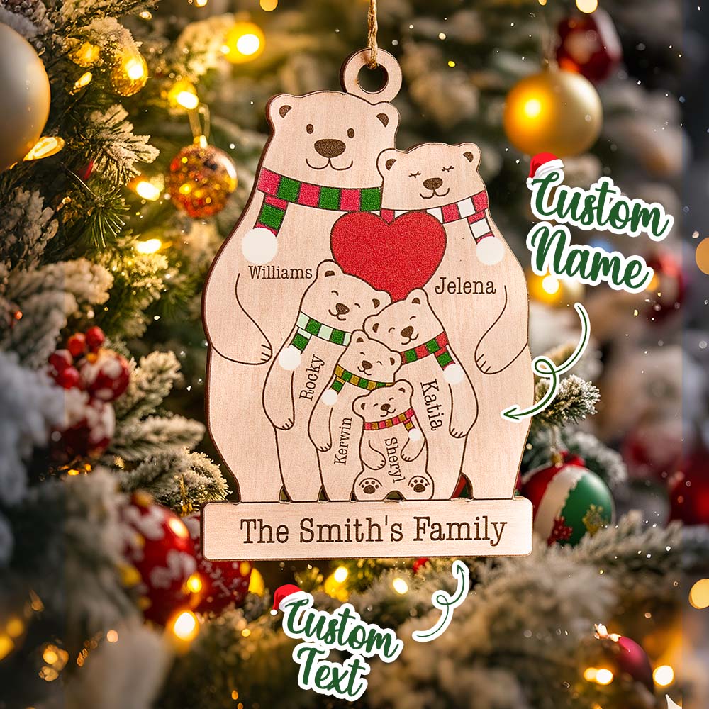 Personalized Family Wooden Bears Ornament Christmas Gift for Family - MiniMePillowAU