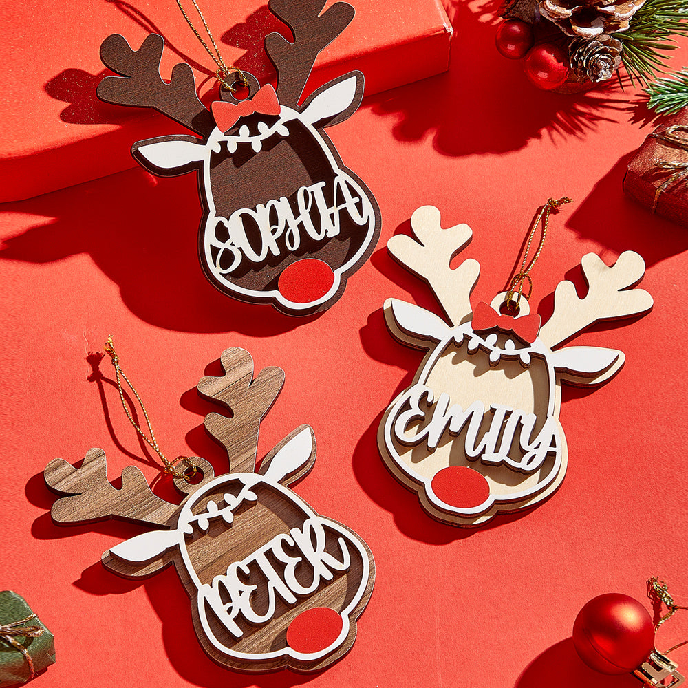 Personalized Reindeer Ornament with Name Christmas Tree Decorations Gift - MiniMePillowAU