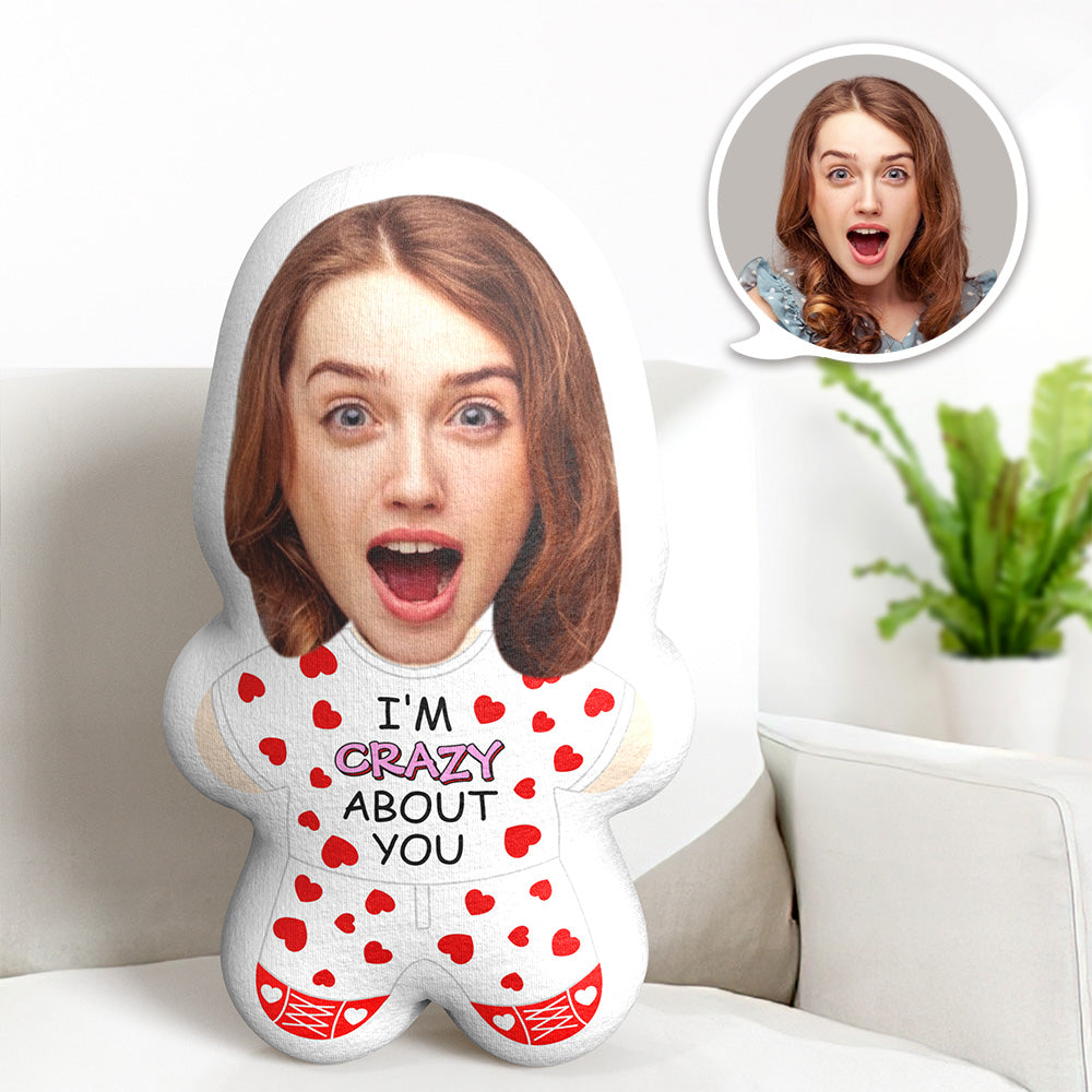 Custom Face Pillow Heart Minime Throw Pillow I'm Crazy About You Personalized Photo Minime Pillow - MiniMePillowAU
