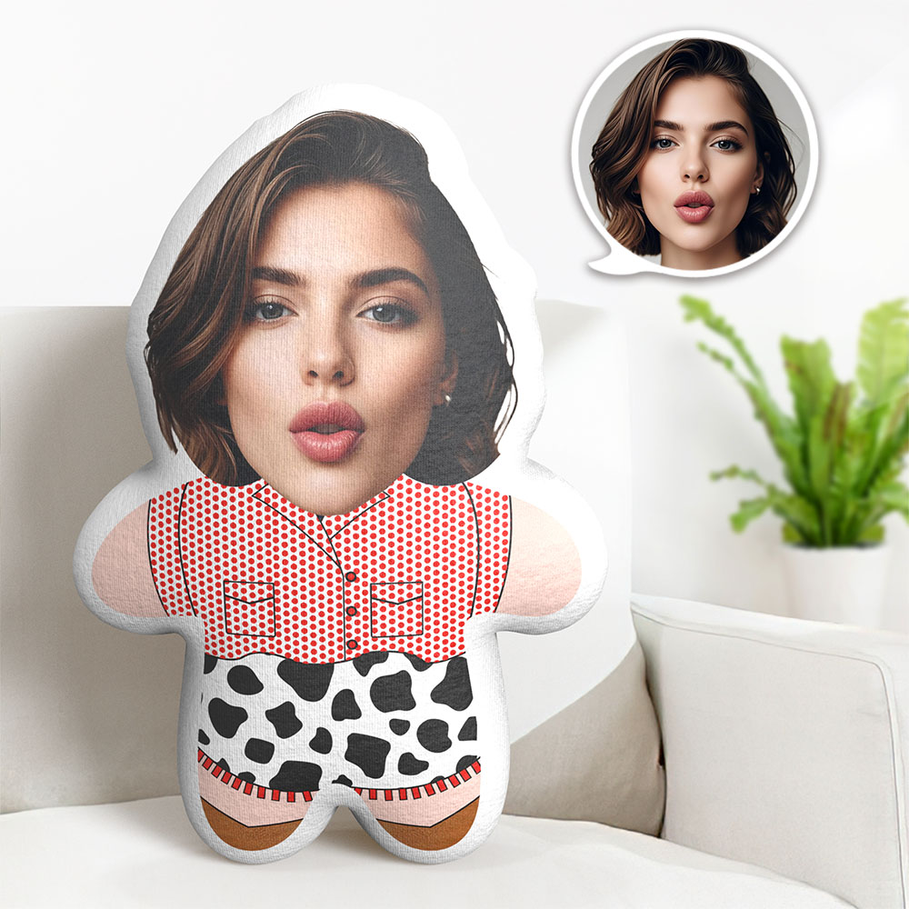 Custom Minime Throw Pillow Cowgirl Face Pillow Custom Face Gifts Personalized Photo Minime Pillow - MiniMePillowAU