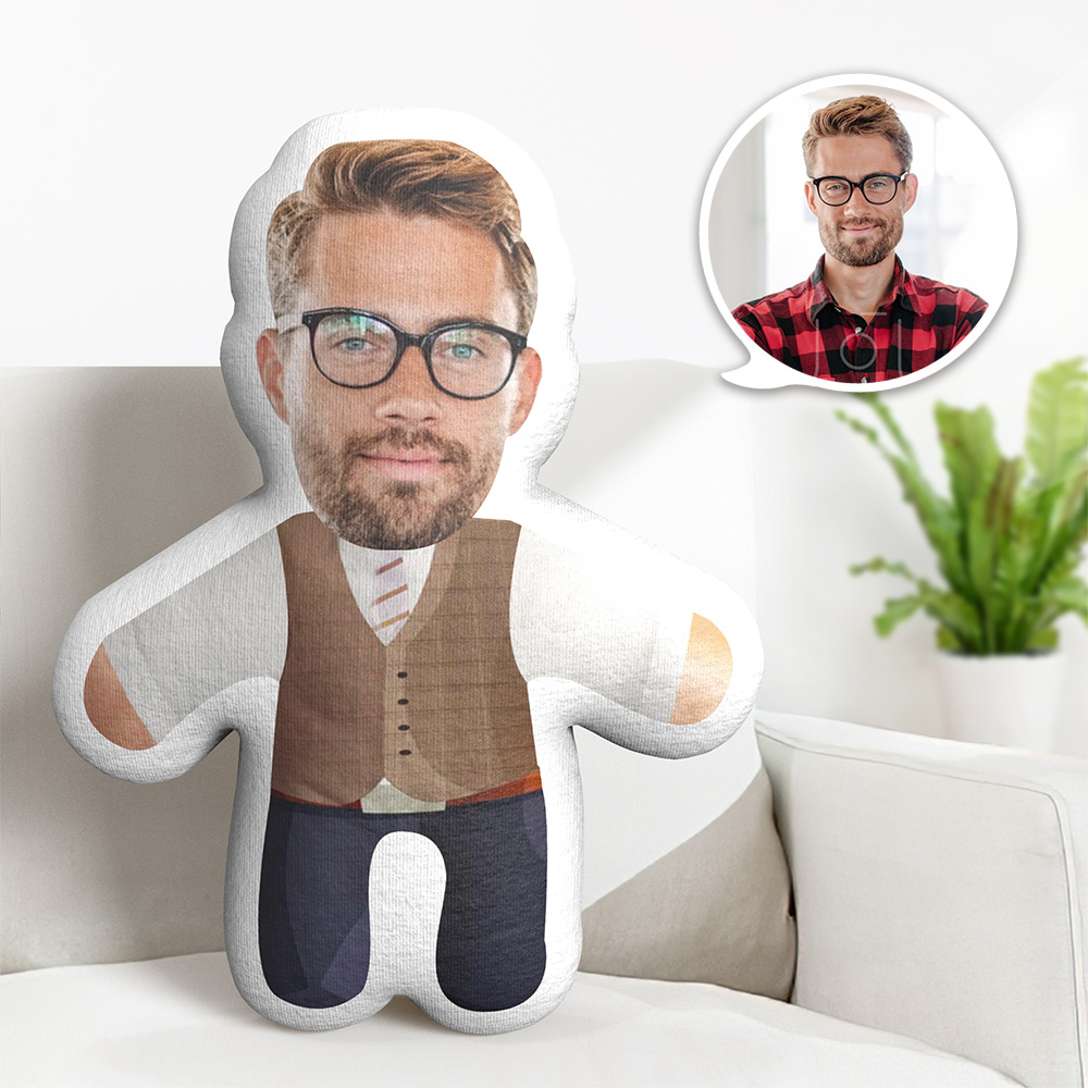 Personalized Photo Minime Pillow Gentleman Style Man Clothed Dad Pillow - MiniMePillowAU