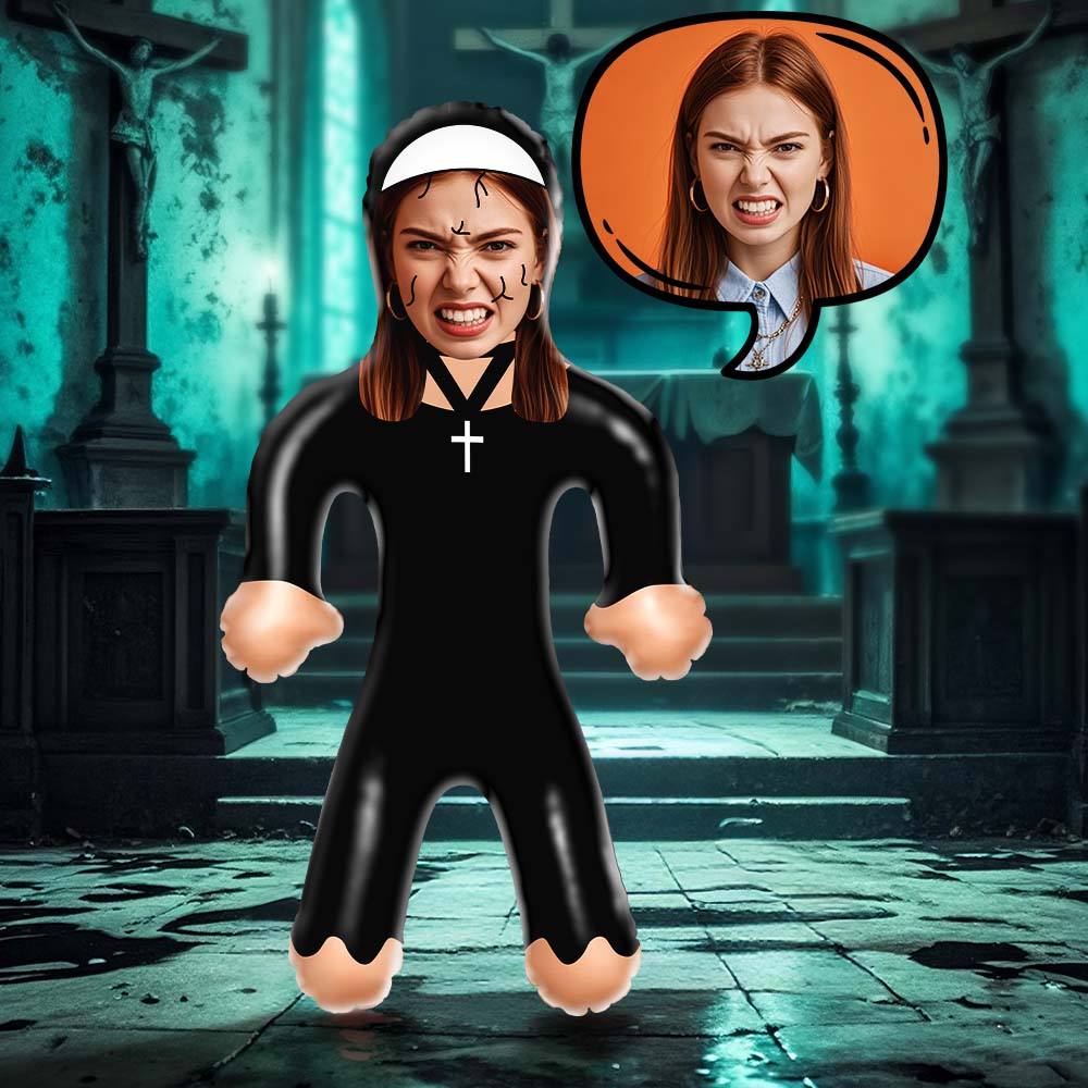 The Nun Halloween Horror Inflatable Doll, Customized Face, Personalized Halloween Horror Gift - MiniMePillowAU