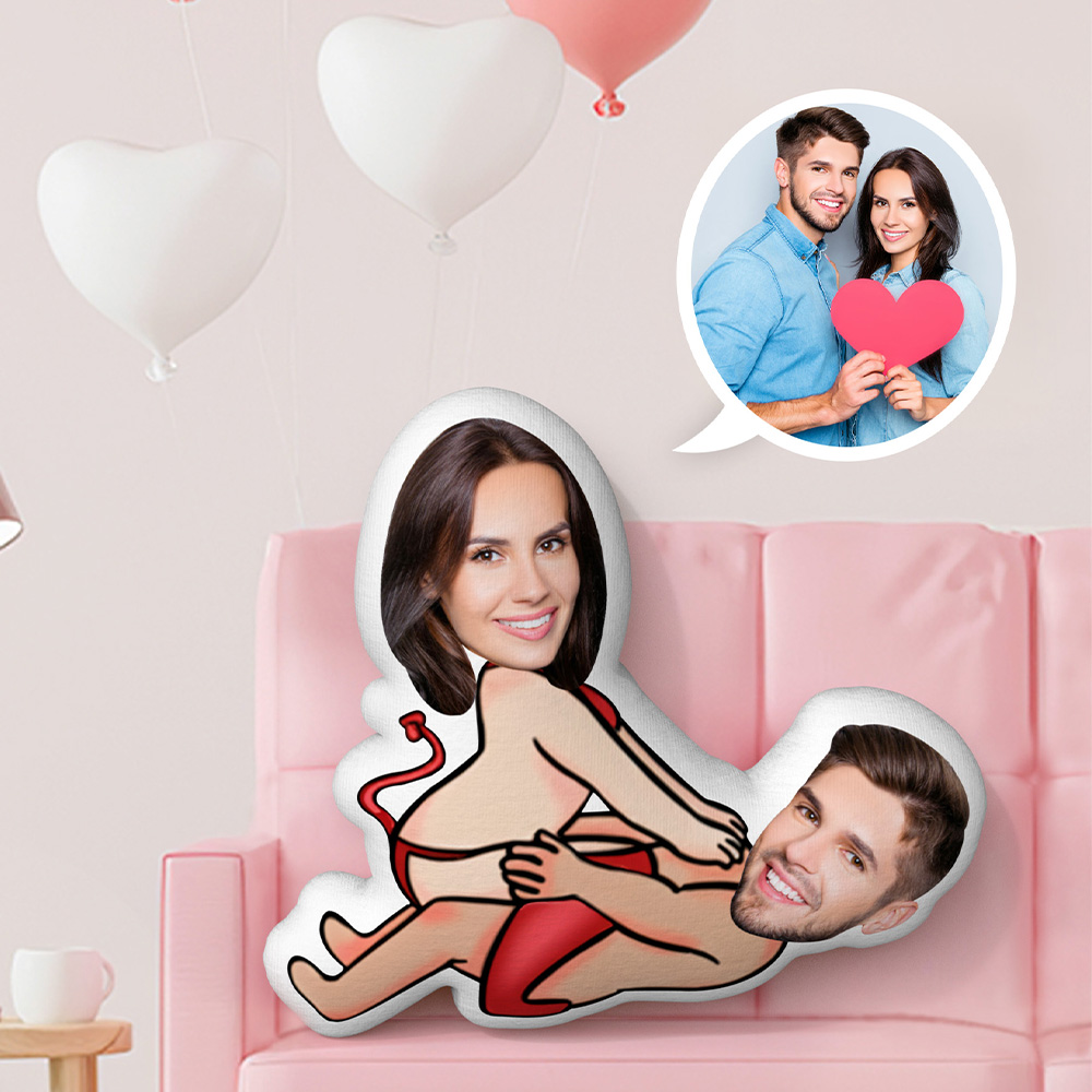 Custom Naughty Couple Little Devil Style Pillow Hot Couple Pillow - MiniMePillowAU
