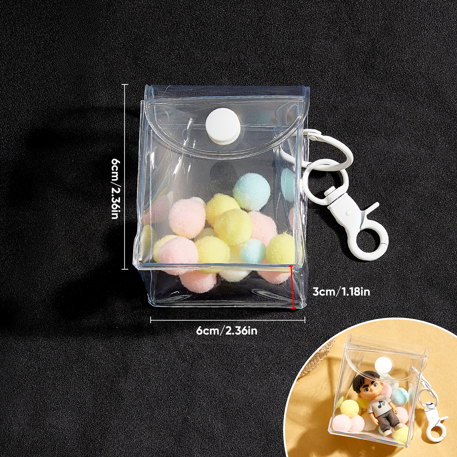 (Fits 4cm Figures) PVC Keychain Display Pouch Style B - MiniMePillowAU