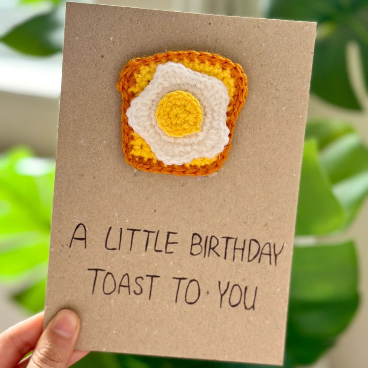 A Little Birthday Toast To You Handmade Crochet Greeting Card 3D Knitted Card - MiniMePillowAU