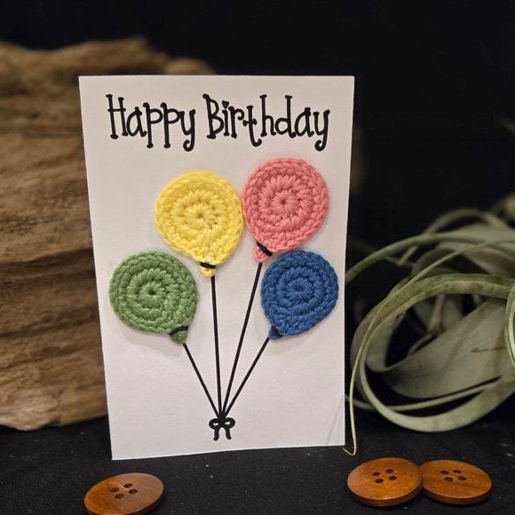 Happy Birthday Handmade Crochet Greeting Card 3D Knitted Card - MiniMePillowAU