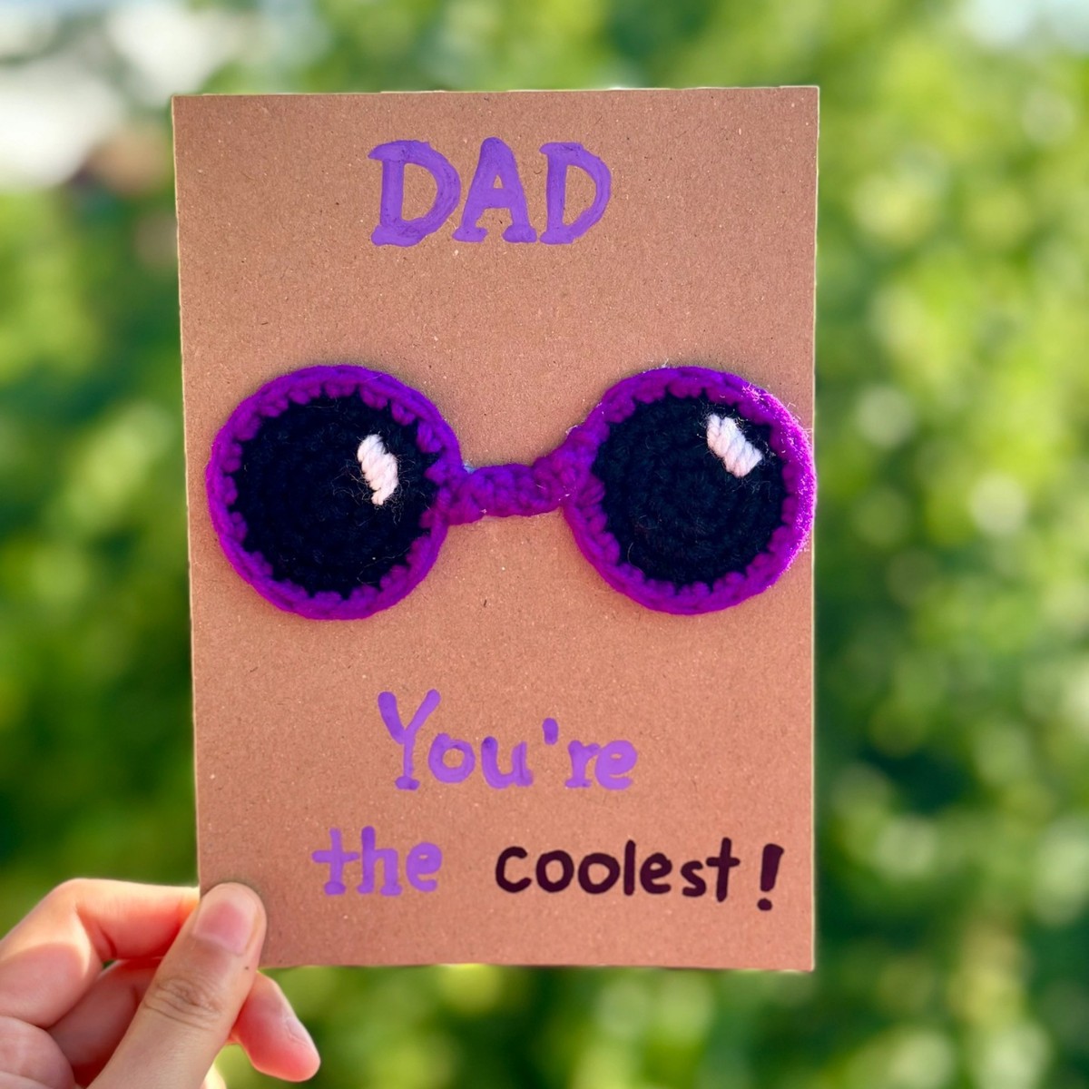 DAD You're the coolest! Greeting Card Handmade Crochet Greeting Card 3D Knitted Card - MiniMePillowAU